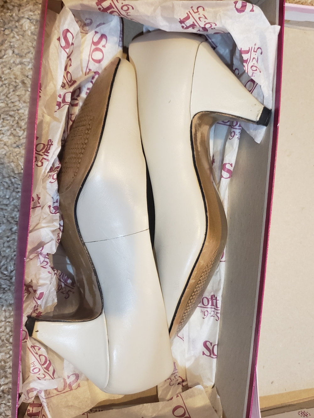 Cream Low Heel Pumps